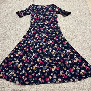 Lauren Ralph Lauren Floral Midi Dress Sz L Preppy Casual Cotton